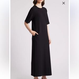 Nordstrom Black Short Sleeve Twill Maxi Dress NEW| M